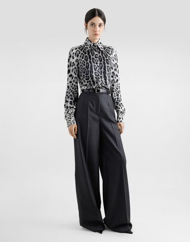Košeľa Dolce & Gabbana Leopard-Print Silk Satin Shirt Šedá | F5R64TIS1WTHI13N, 1