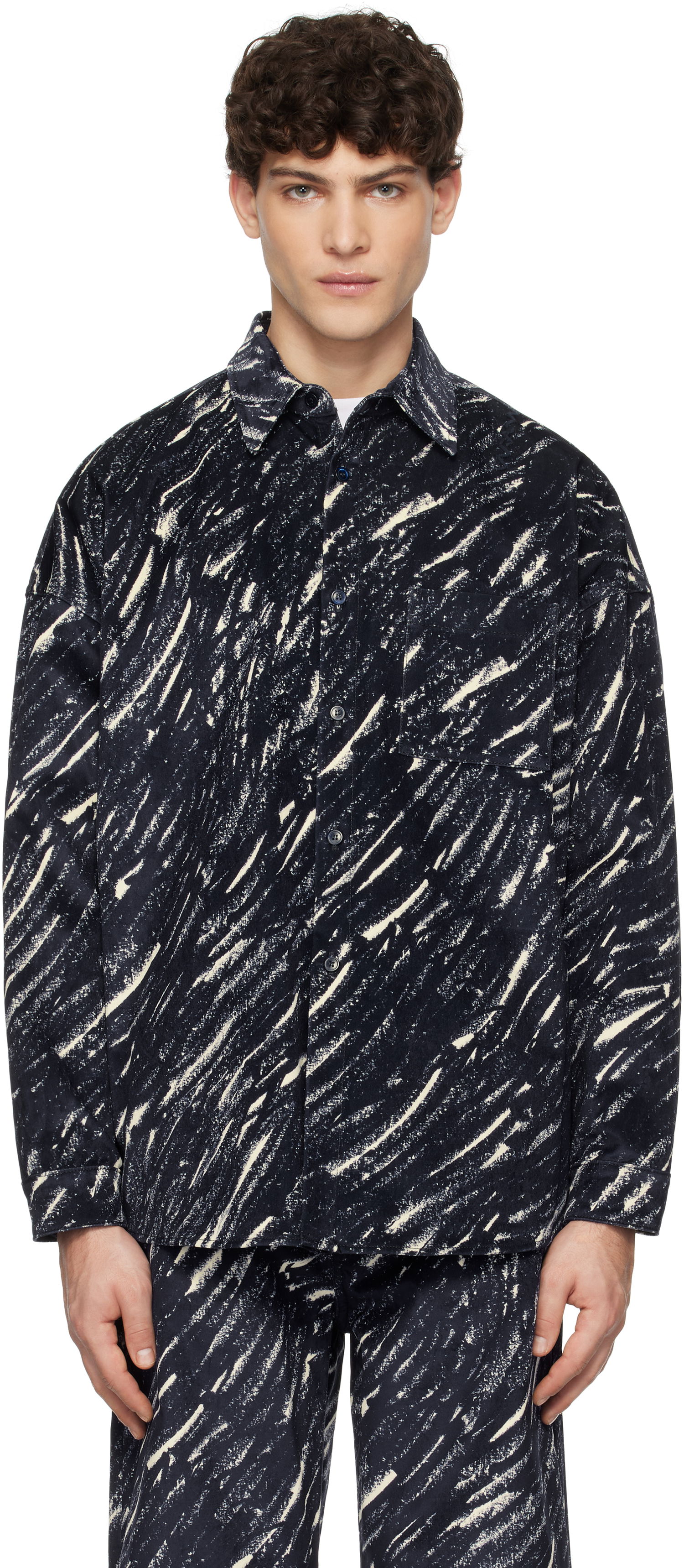 Košeľa Marni Marni Flocked Denim Oversized Shirt Navy | CUJU0061S3 UTC432, 0