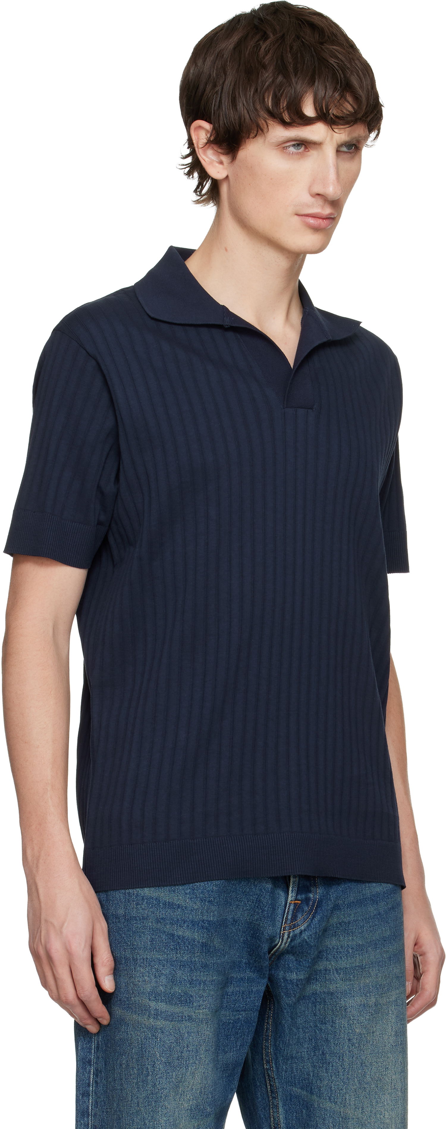 Polo tričko Paul Smith Paul Smith Ribbed Cotton Open-Collar Polo Navy | M1R-629Z-T02744-47, 1