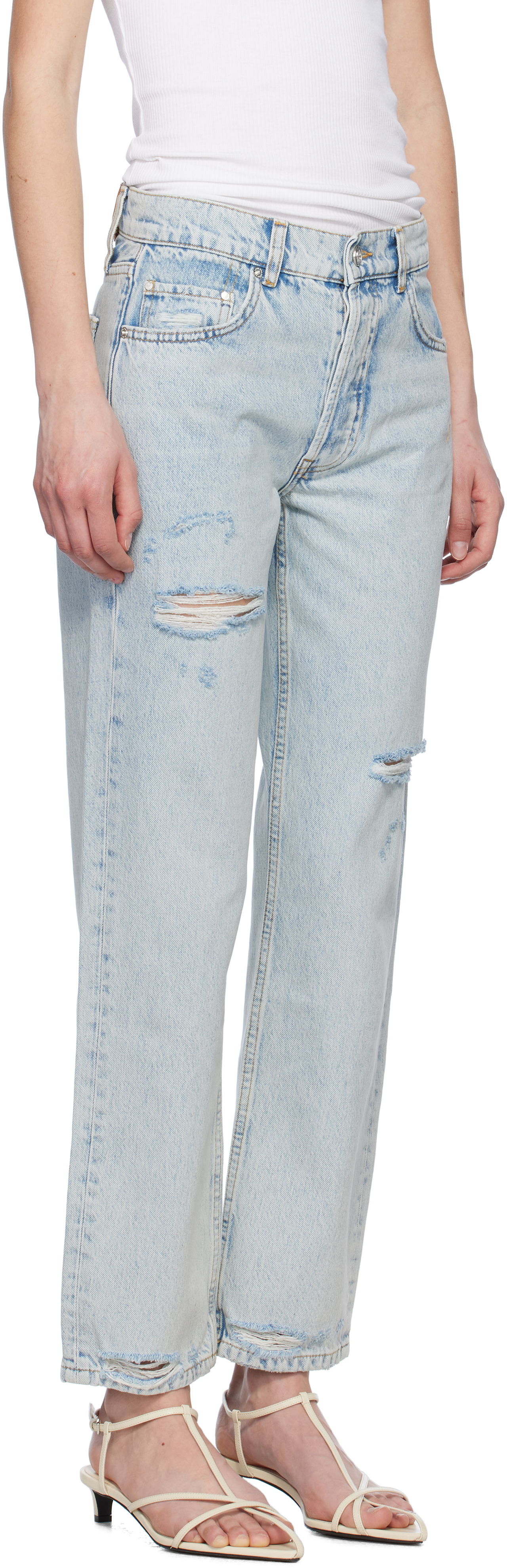 Džínsy Anine Bing Anine Bing Kate Distressed Straight-Leg Jeans Modrá | A-06-10615-WHD24, 1