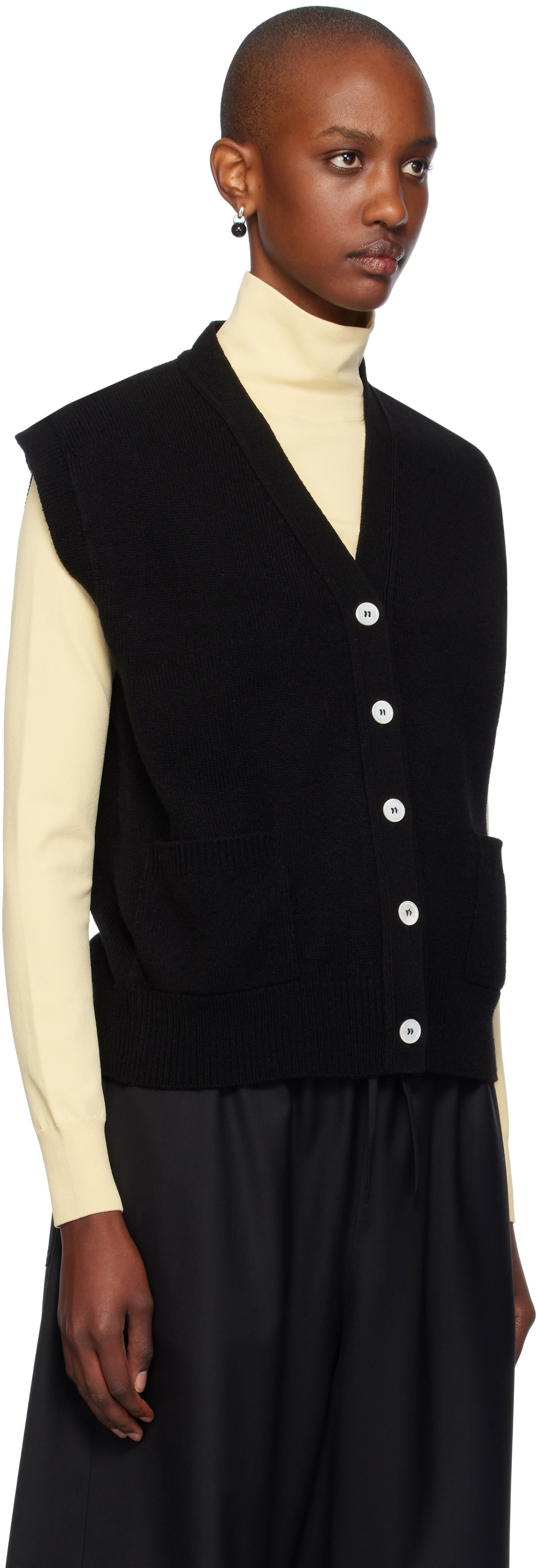 Vesta &Daughter Wexford Buttoned Knit Vest Čierna | HKN03892, 1