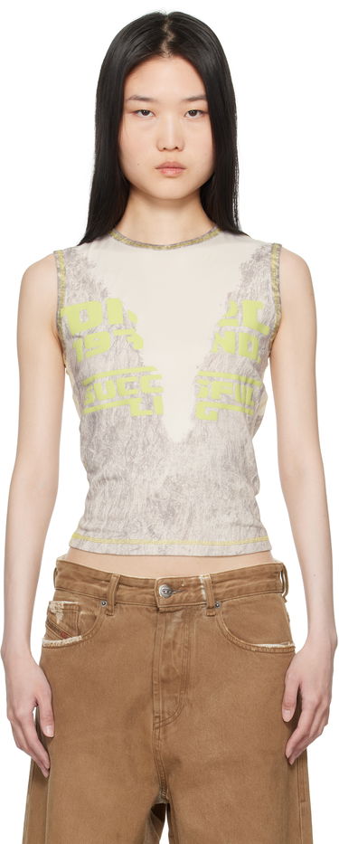 Tielko Diesel Graphic Print Slim Fit Tank Top Béžová | A17083 0CPAA, 0