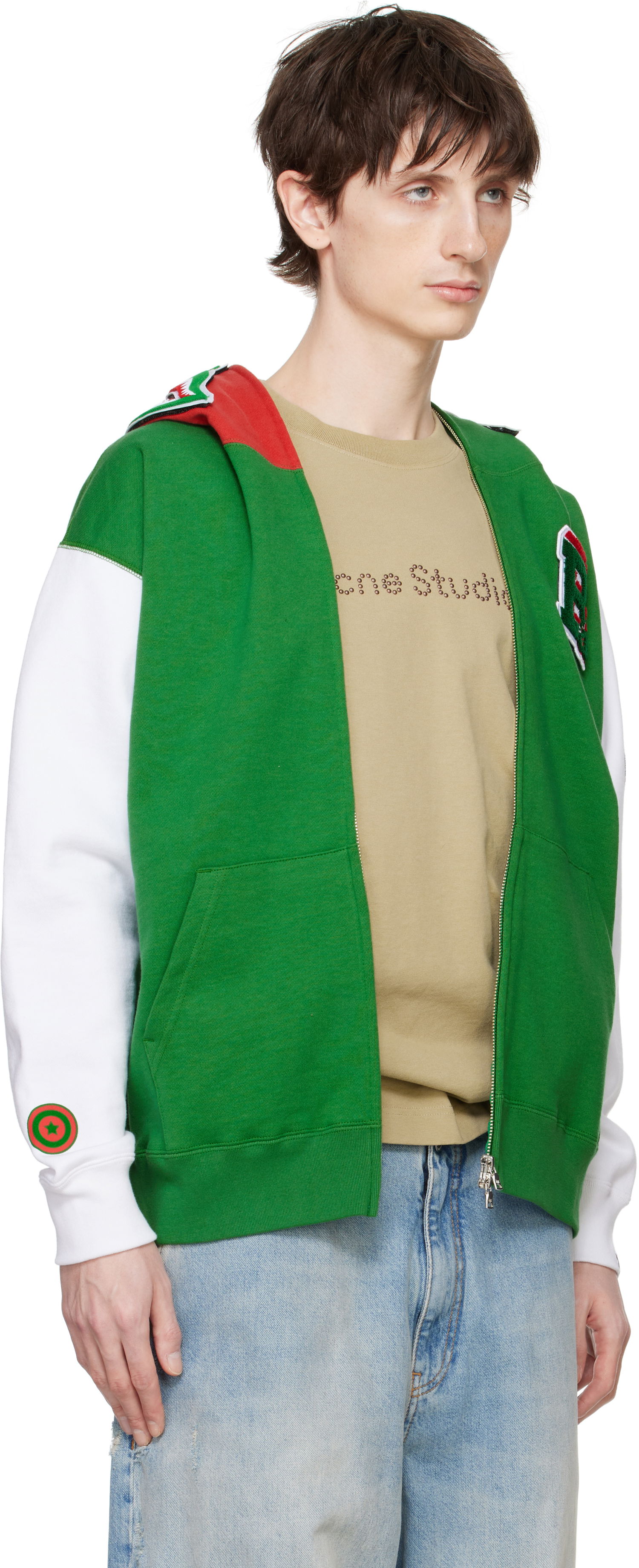 Mikina BAPE A Bathing Ape Shark Full Zip Hoodie Zelené | 001ZPK701304M, 1
