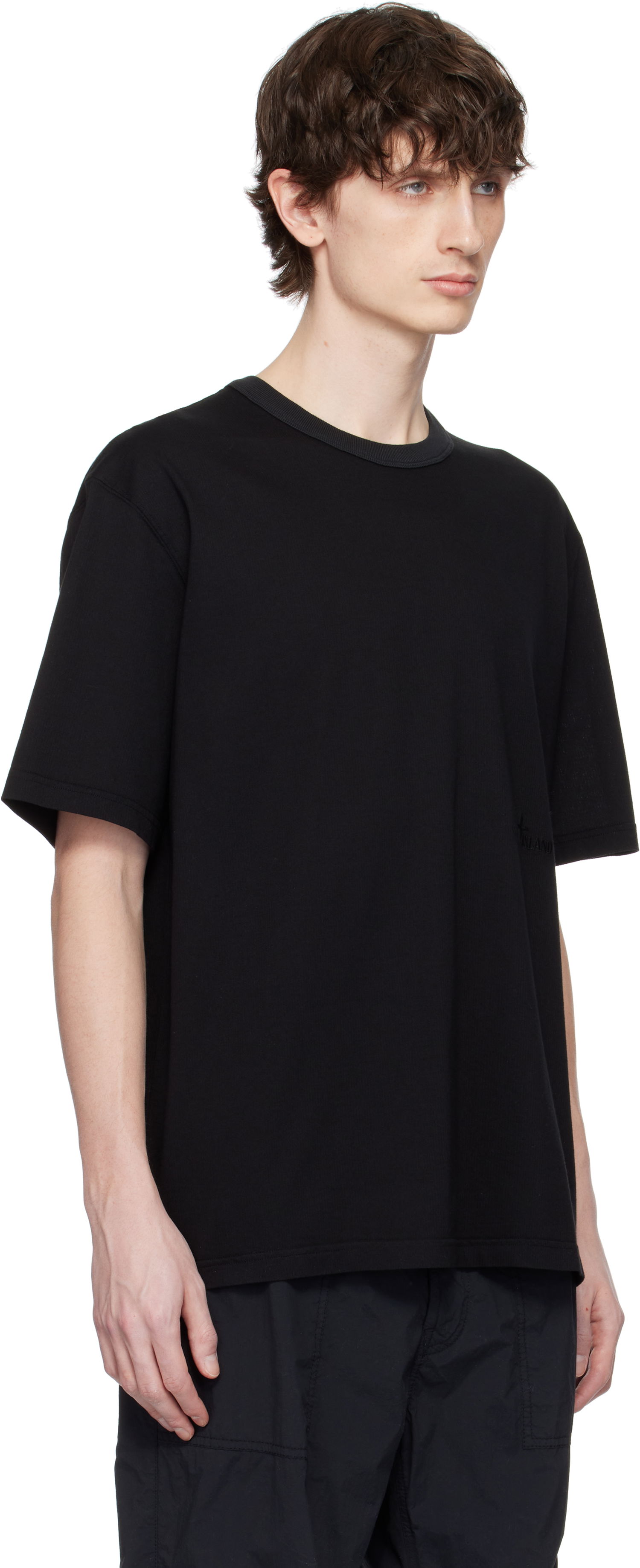 Tričko Stone Island Stone Island Textured Mercerized Cotton Jersey T-Shirt Čierna | K1S15 2100038 S0175, 1