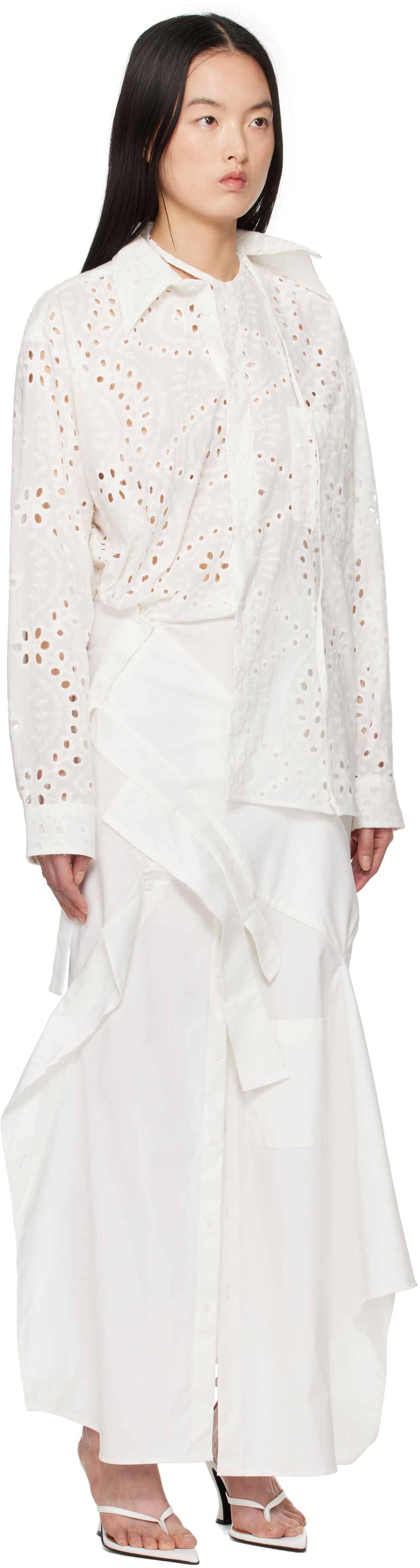 Šaty Ottolinger Ottolinger Deconstructed Shirting Midi Dress Biela | 10650010601, 1