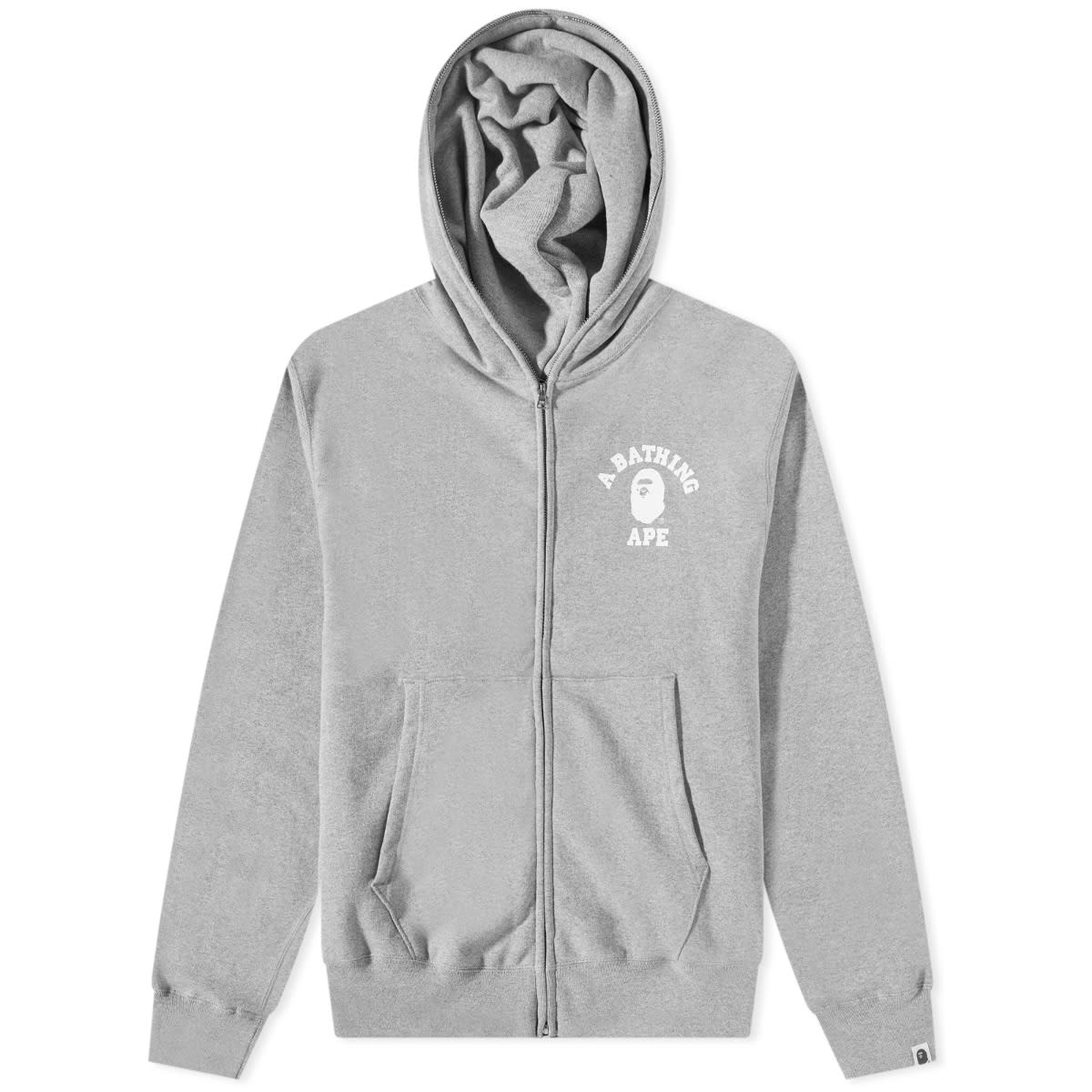 College Relaxed Fit Full Zip Hoody Grey