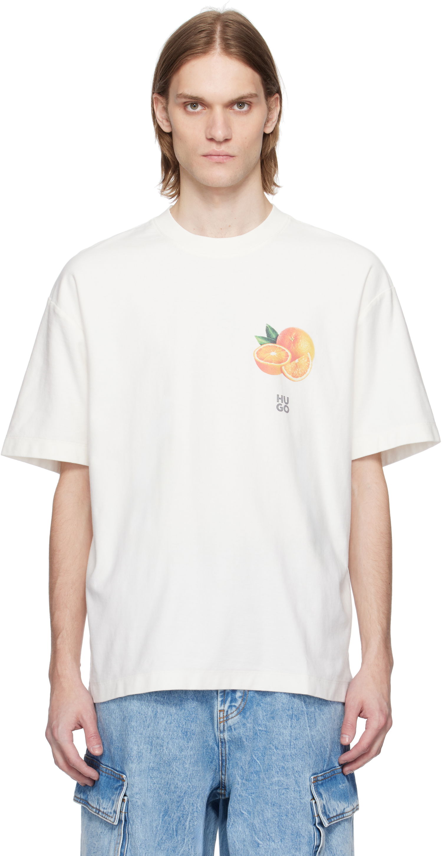 Tričko BOSS Hugo Orange Prints Cotton Jersey T-Shirt Biela | 50537576, 0