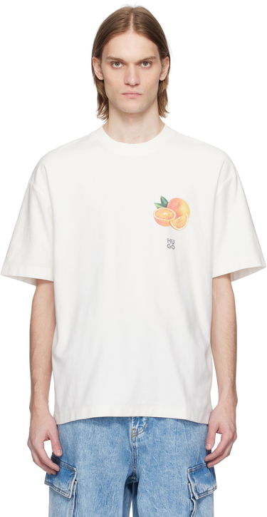Tričko BOSS Hugo Orange Prints Cotton Jersey T-Shirt Biela | 50537576, 0