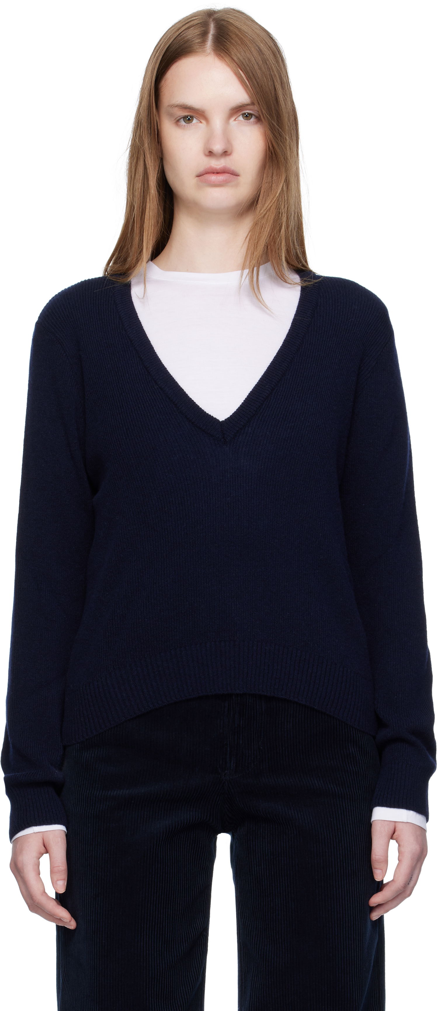 Sveter A.P.C. A.P.C. Anae V-Neck Sweater Navy | WOASA-F23429, 0