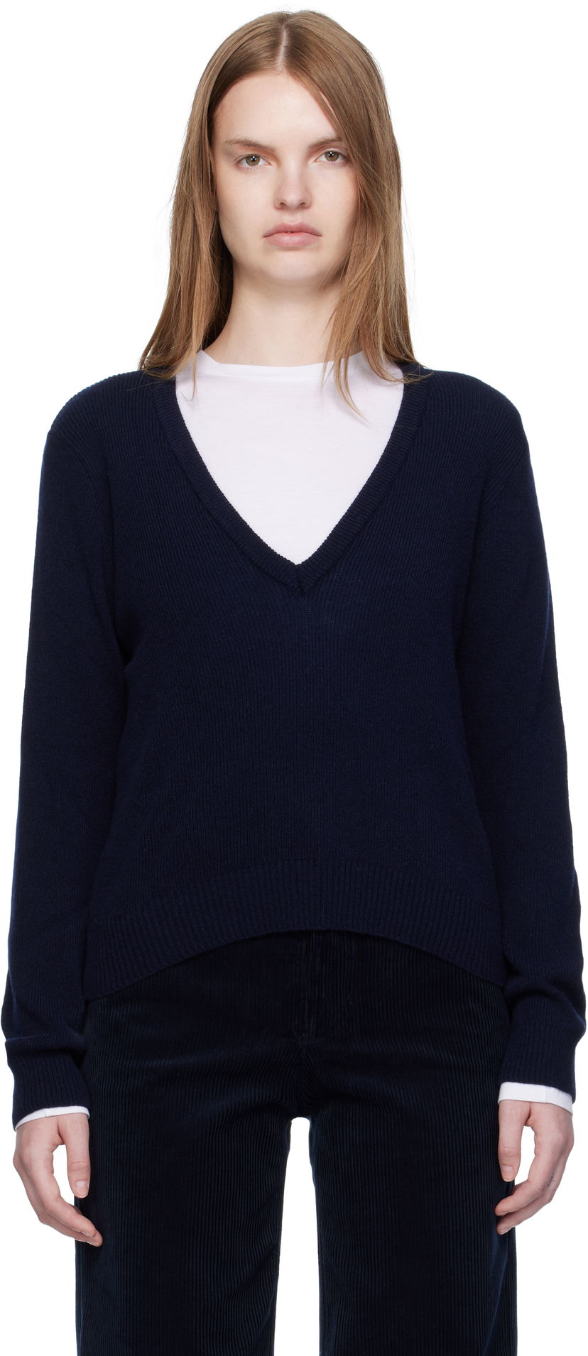 Sveter A.P.C. A.P.C. Anae V-Neck Sweater Navy | WOASA-F23429