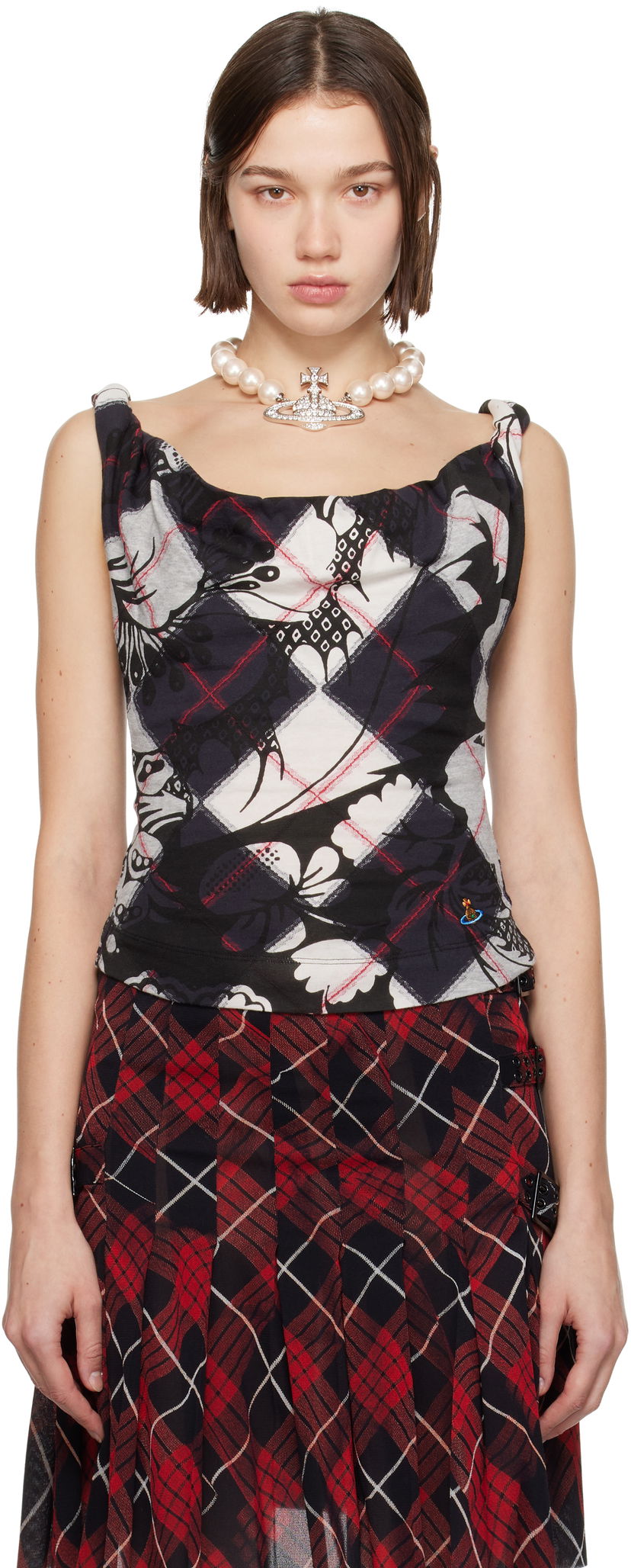 Tielko Vivienne Westwood Print Tank Top Čierna | 1504000B-J007Q-