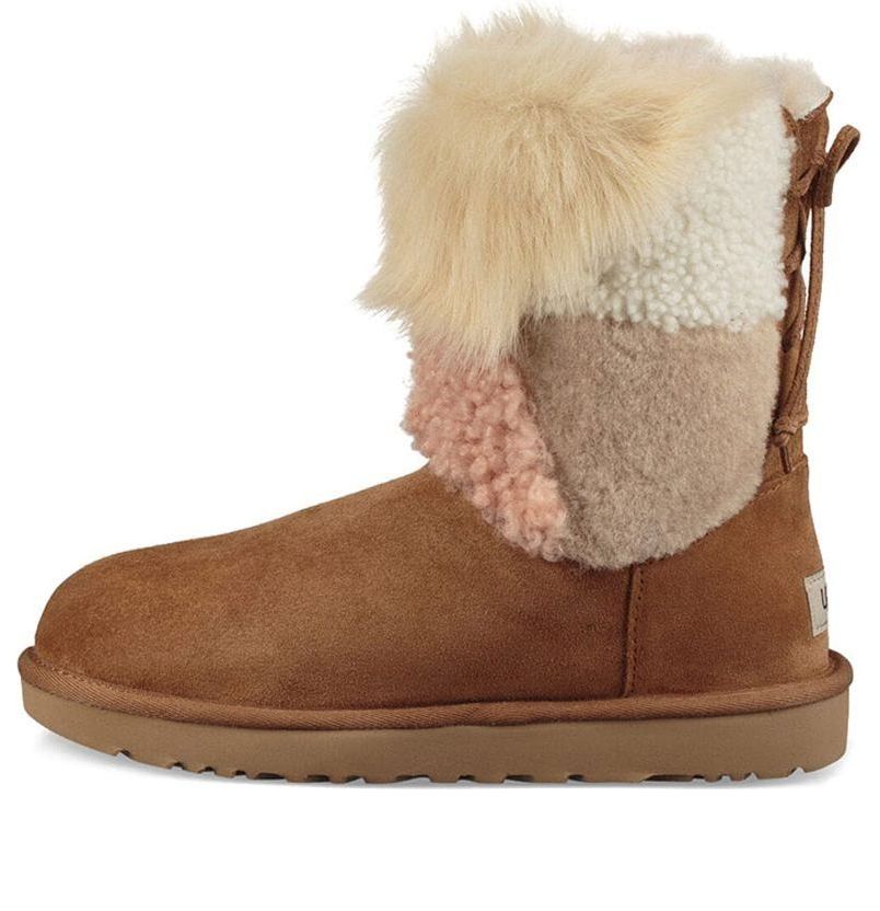 Tenisky a topánky UGG Short Patchwork Fluff Boots Hnedá | 1098071-CHE, 0