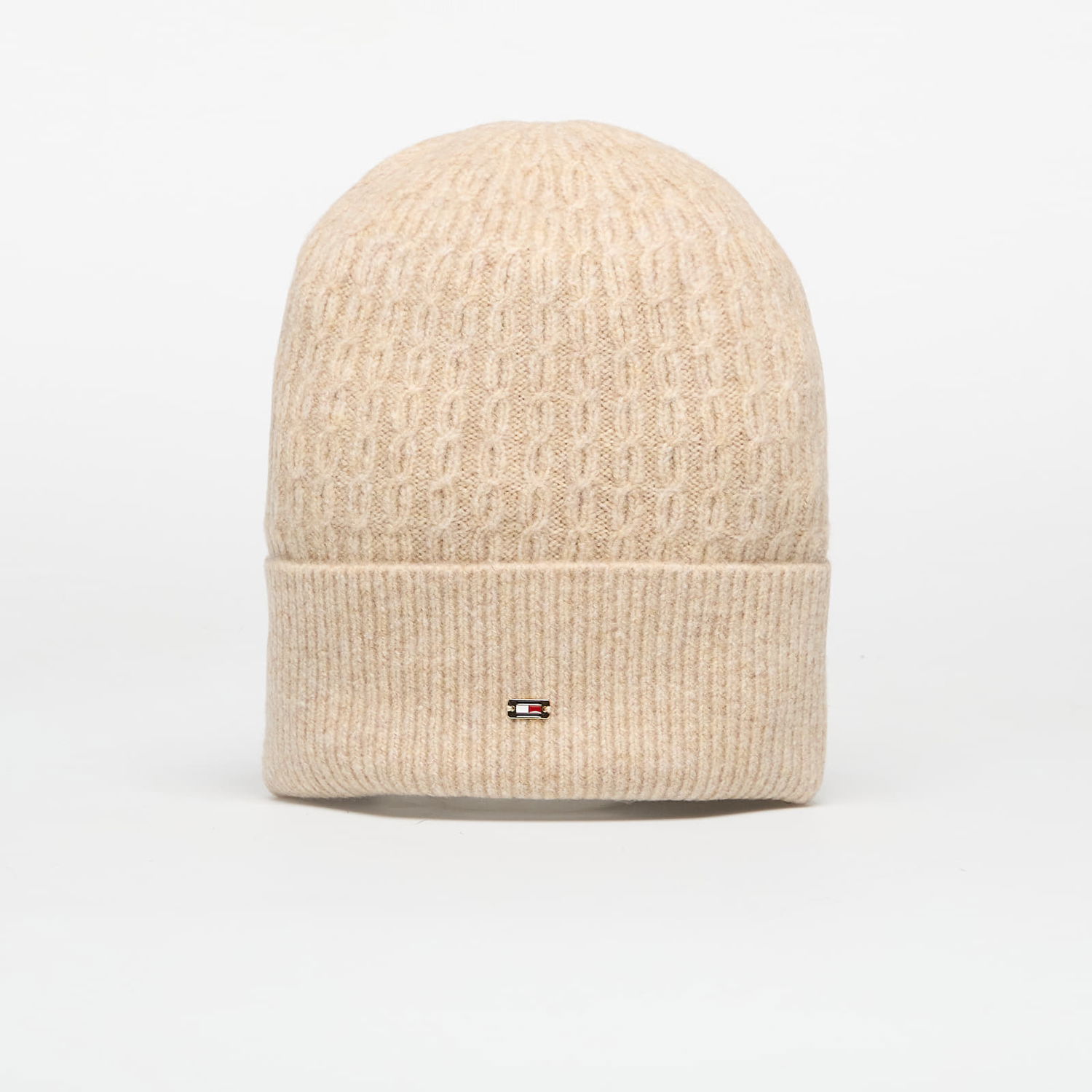Kulicha Tommy Hilfiger Tommy Hilfiger Cable Enamel Flag Beanie Béžová | AW0AW17776 RBT, 0