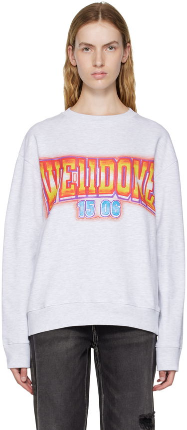 Sveter We11done We11done Crewneck Sweatshirt with Graphic Print Šedá | WD-TS3-22-765-U-GY, 0
