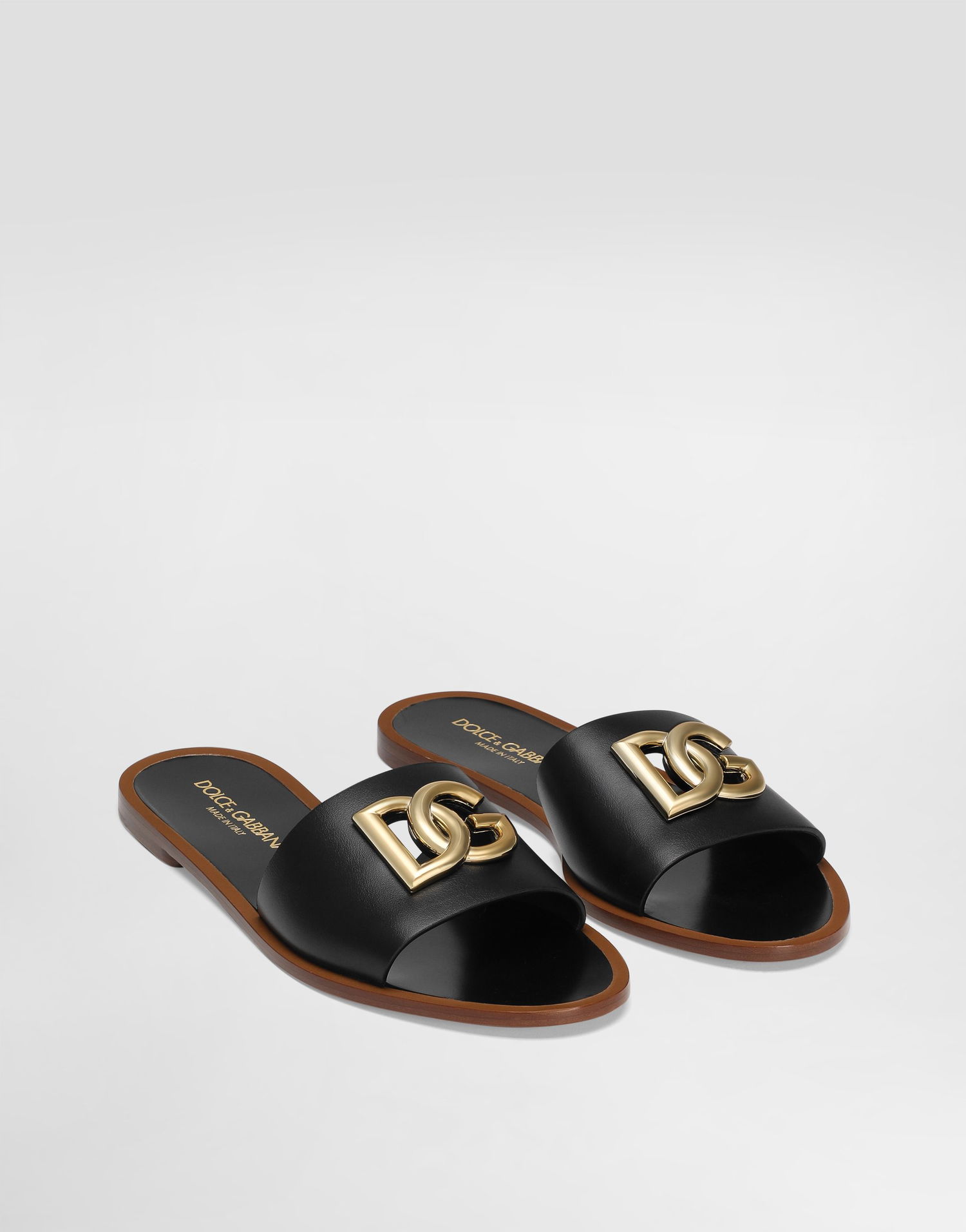 Doplnky Dolce & Gabbana Dolce & Gabbana Calfskin Flat Slides With DG Logo Čierna | CQ0619AW57680999, 1