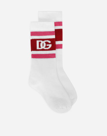 Ponožky Dolce & Gabbana Dolce & Gabbana Stretch Knit Socks with DG Logo Biela | LBKAC5JBCACS9001, 0