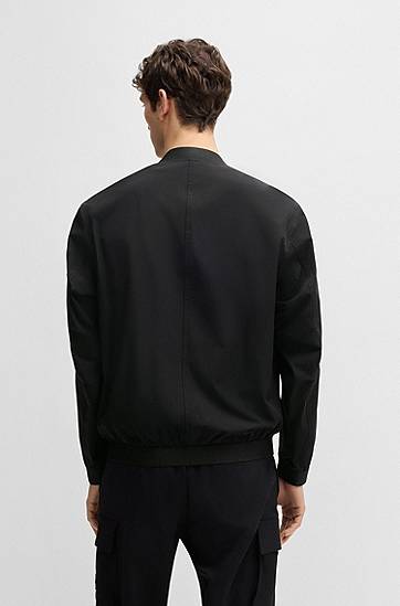 Bomber bunda BOSS Four-Way Stretch Crinkle Fabric Bomber Jacket Čierna | 50537058, 1