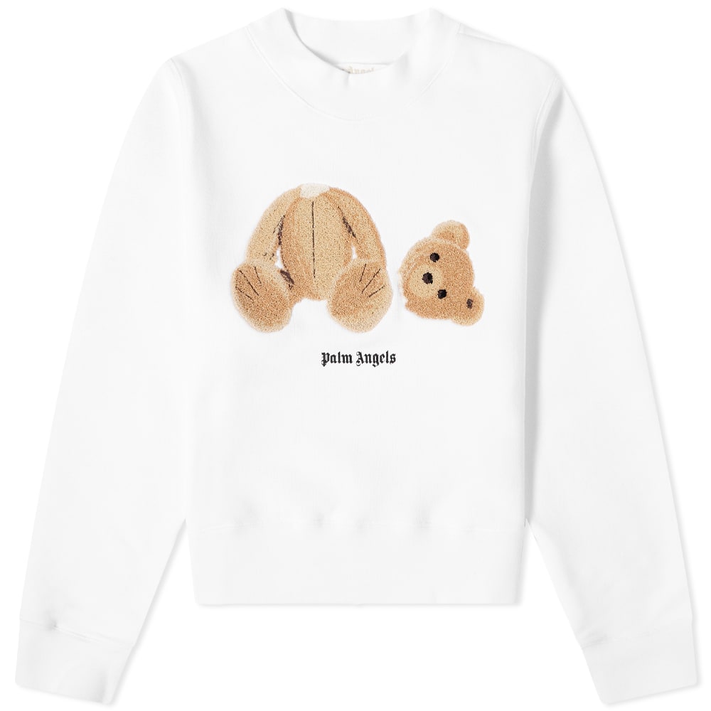 Sveter Palm Angels Bear Fitted Crewneck Biela | PWBA016C99FLE0010160, 0