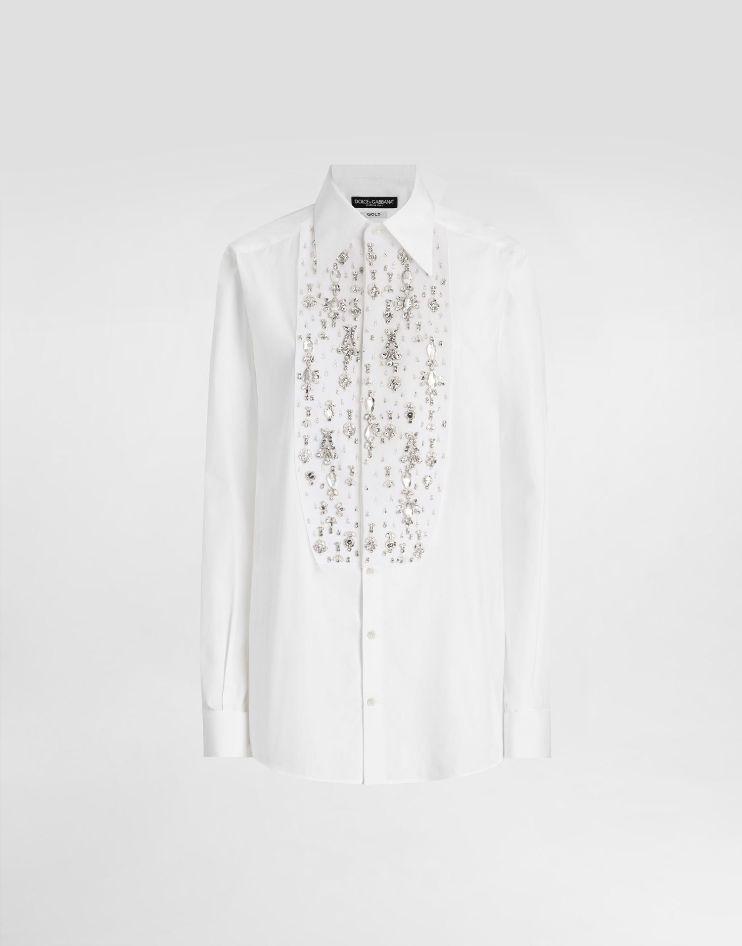 Košeľa Dolce & Gabbana Dolce & Gabbana Rhinestone-Embroidered Tuxedo Shirt Biela | F5T16ZFU5T9W0800, 0