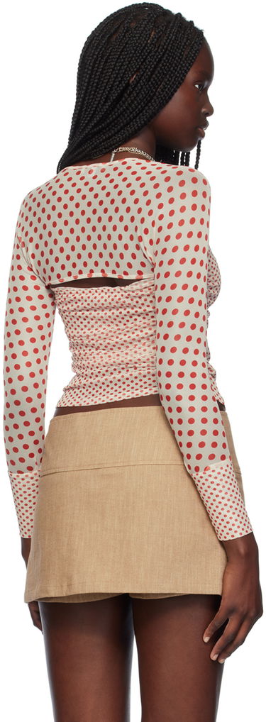 Sukňa Miaou Miaou Iris Polka Dot Long Sleeve T-Shirt Béžová | 7112PM2WPD, 2