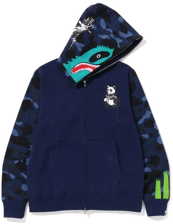 Bape Color Camo Panda Full Zip Hoodie Navy