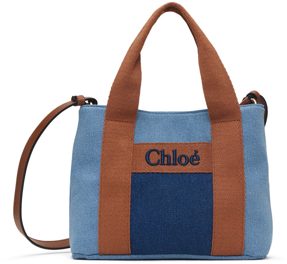 Tote bag CHLOÉ Chloé Embroidered Denim Tote Bag Modrá | C20355, 0