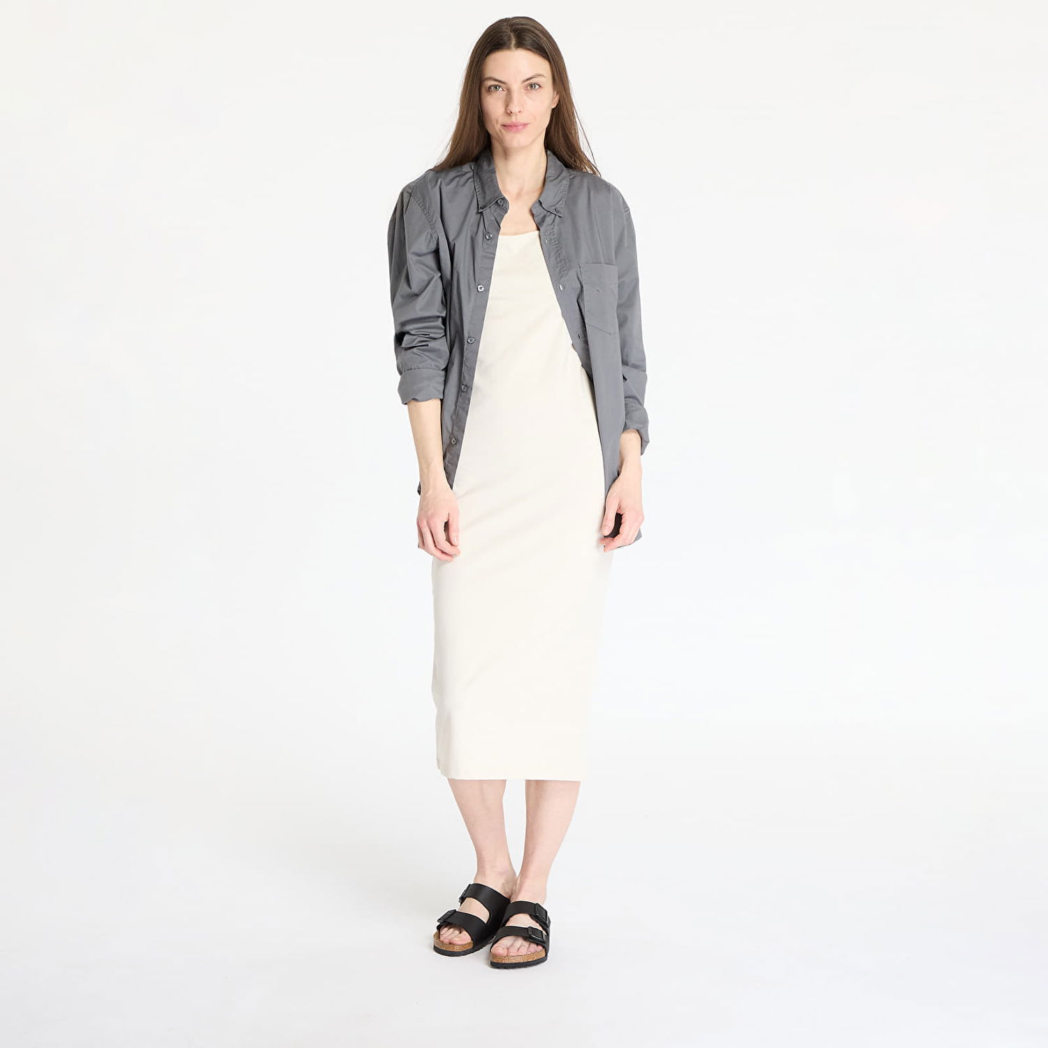 Šaty Urban Classics Urban Classics Basic Long Cotton Jersey Dress Šedá | TB7180-02903, 0