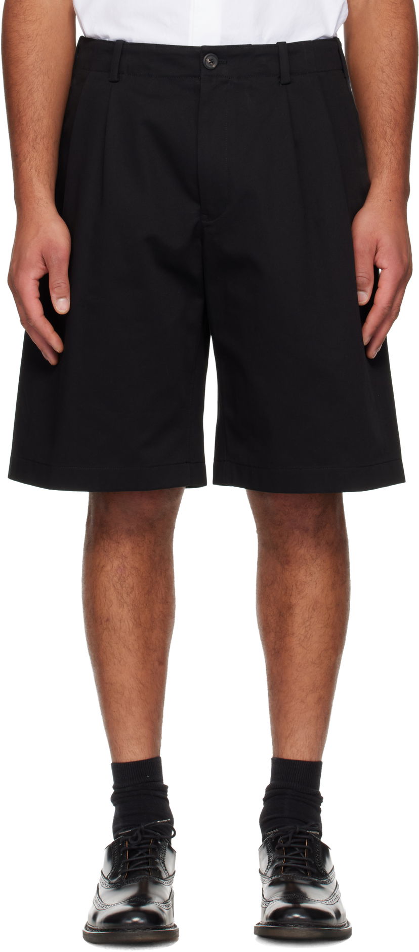 Šortky OUR LEGACY Pleated Ponte Shorts Čierna | M4254PT
