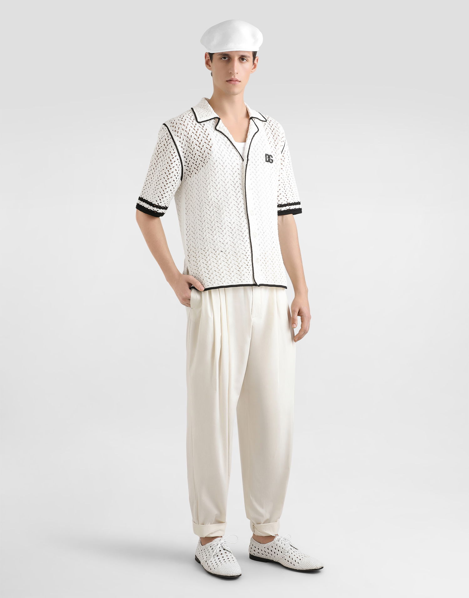 Košeľa Dolce & Gabbana Dolce & Gabbana Crochet Knitted Shirt Biela | GXVD0ZJBCHEW1001, 1