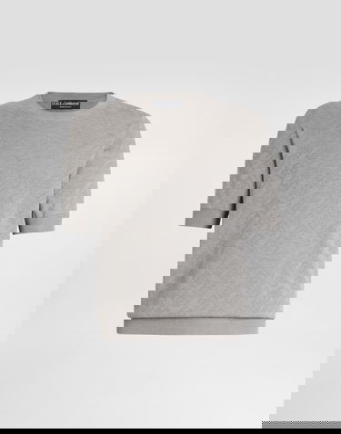 Sveter Dolce & Gabbana Silk Short-Sleeved Jacquard Pullover Šedá | GXX03TJBSO9V0545, 0