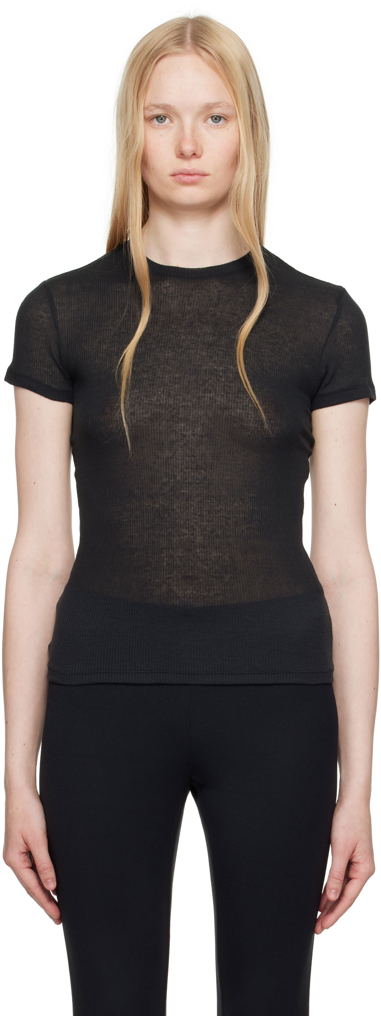 Tričko SKIMS SKIMS Sheer Cotton T-Shirt Čierna | SS-STT-8234W, 0