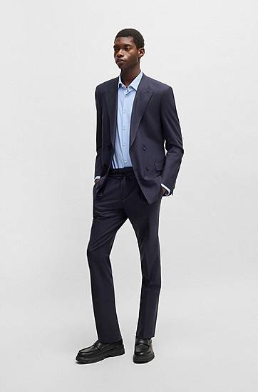 Košeľa BOSS Slim Fit Performance-Stretch Printed Shirt Modrá | 50539731, 1