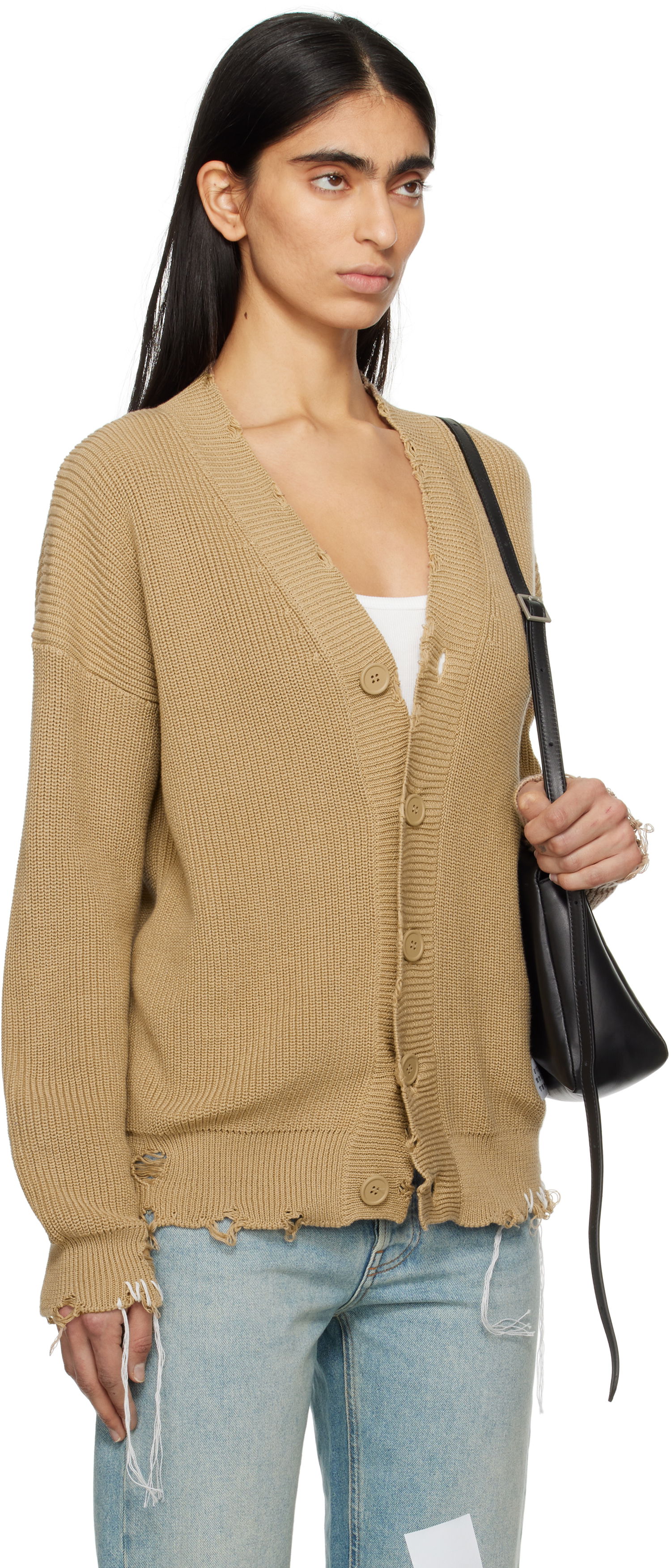 Sveter Maison Margiela MM6 Maison Margiela Eaten Knit Cardigan Béžová | SH0HP0008 M13089, 1