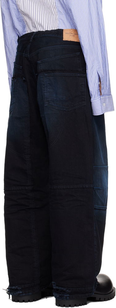 Džínsy Balenciaga Double Knee Jeans Navy | 809444TRW587150, 2