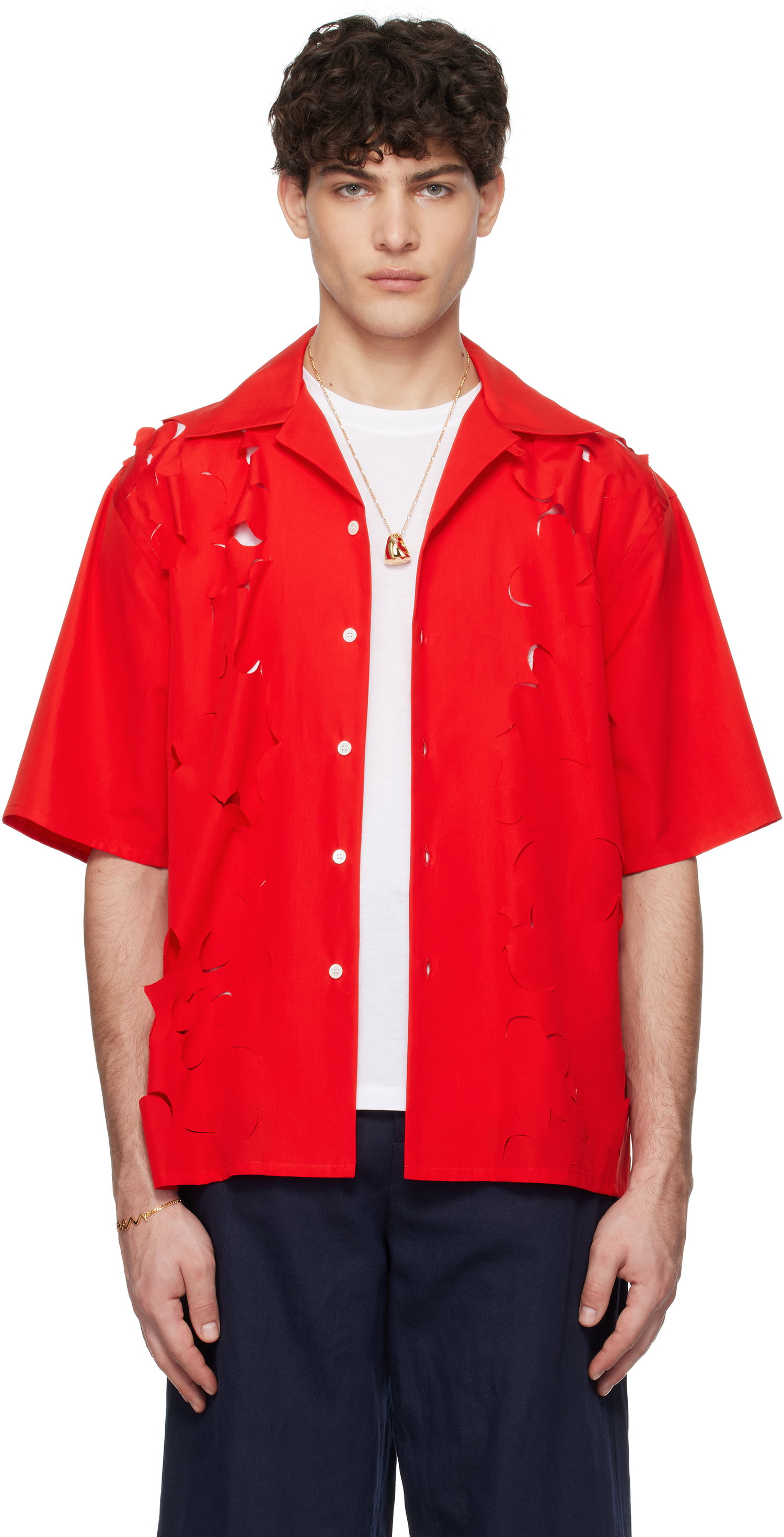 Košeľa Marni Marni Cut Out Bowling Shirt Červená | CUMU0342S0 USR013, 0