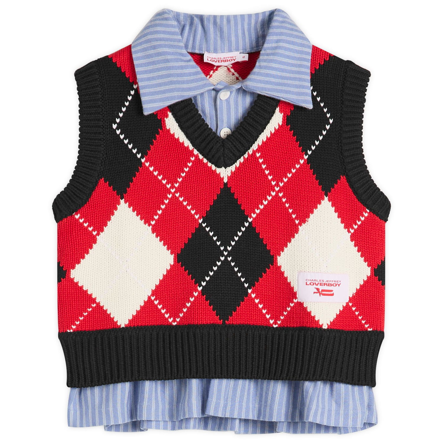 Sveter Charles Jeffrey Loverboy Charles Jeffrey Loverboy Argyle Knit Cropped Vest Rôznofarebný | 054091401, 1