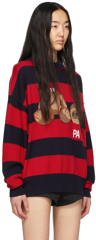 Sveter Palm Angels Bear Striped Sweater Červená | PMHE007S22KNI0014660, 2