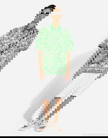 Polo tričko Dolce & Gabbana Majolica Print Cotton Polo Shirt Zelené | G8RV9TII7CZHU3TN, 1