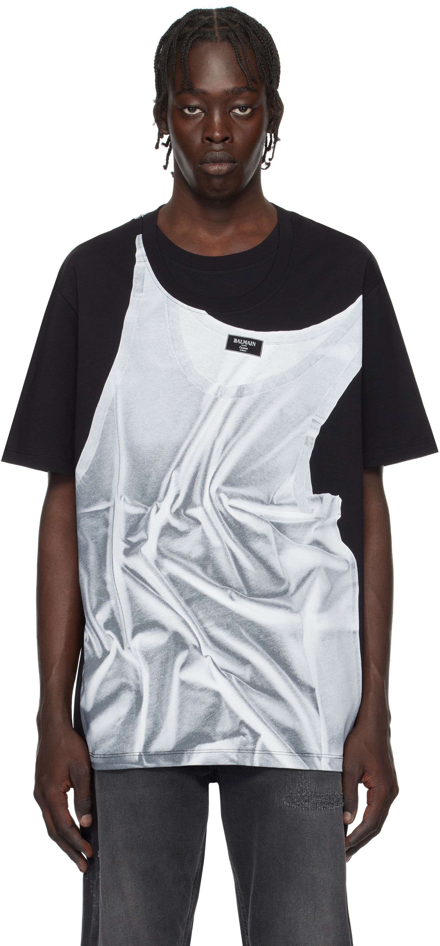 Tričko Balmain Tank Top Print T-Shirt Čierna | EH1EG028GE37, 0