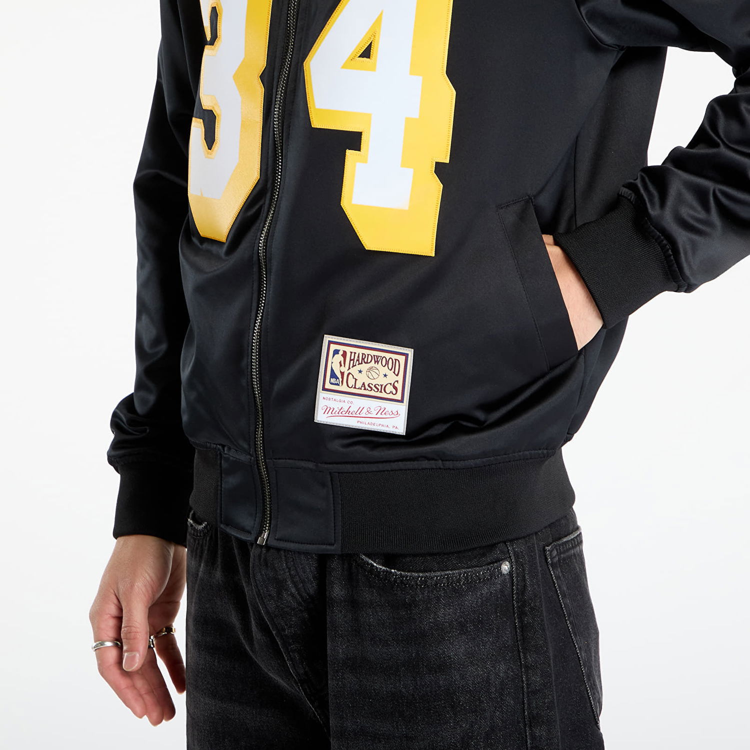 Bomber bunda Mitchell & Ness NBA Maxxed Out Lakers Shaquille O'Neal 34 Satin Jacket Čierna | JK11279-LALBLCK, 1