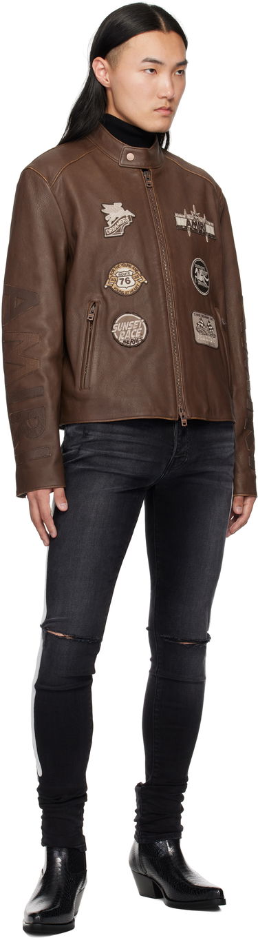 Bomber bunda AMIRI AMIRI Patch Racer Leather Jacket Hnedá | AMLTJT1021, 3