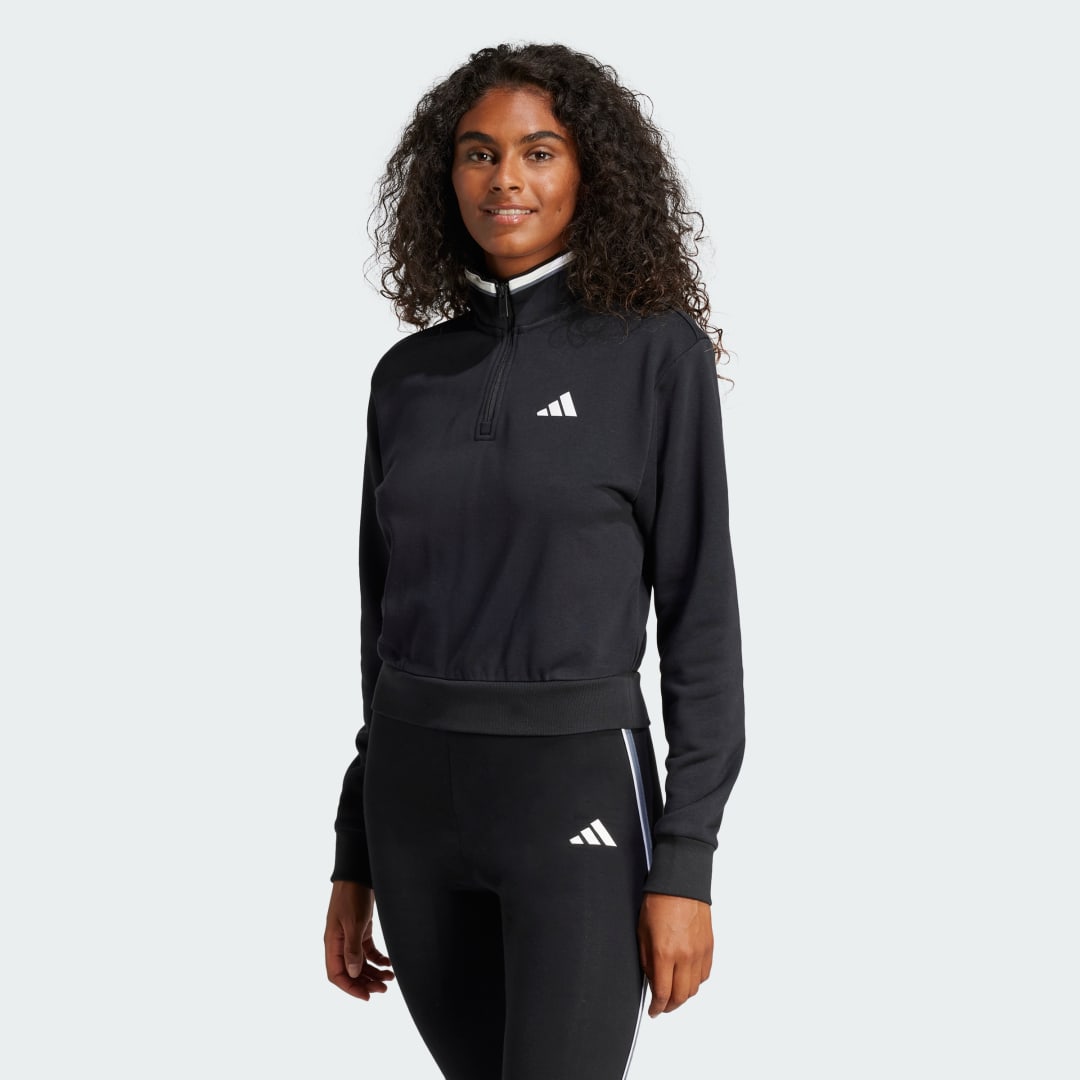 Mikina adidas Performance Essentials Crop Quarter-Zip Sweatshirt Čierna | JG4170, 0