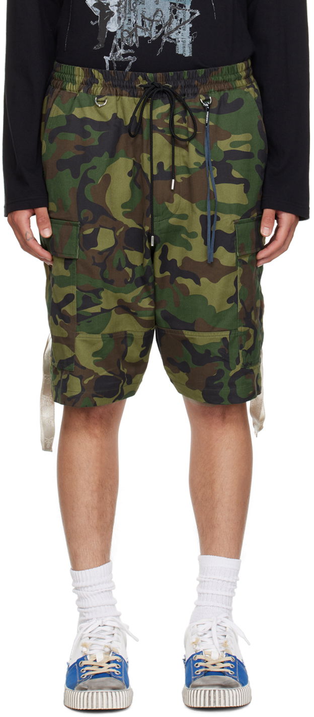 Camo Print Drawstring Cargo Shorts