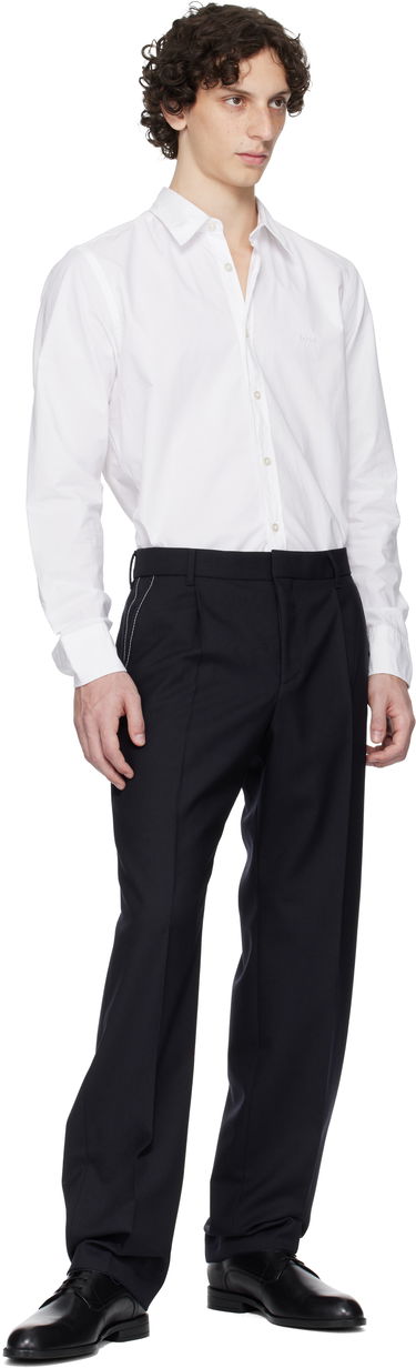Nohavice BOSS Relaxed-Fit Virgin Wool Trousers Navy | 50545809, 3