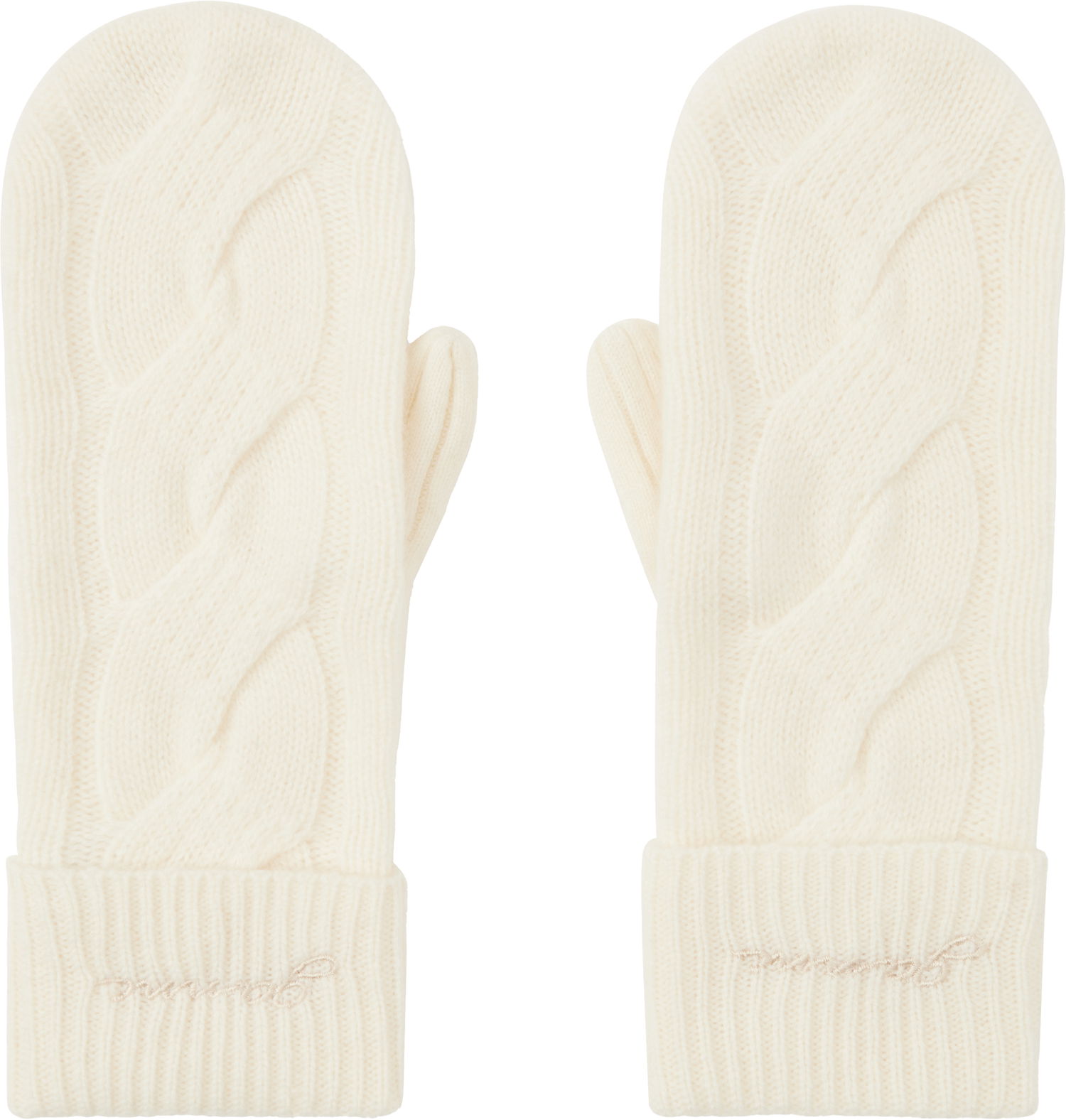 Rukavice GANNI GANNI Cable Knit Cashmere Blend Mittens Biela | A6491, 0
