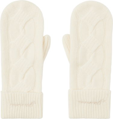Rukavice GANNI GANNI Cable Knit Cashmere Blend Mittens Biela | A6491, 0