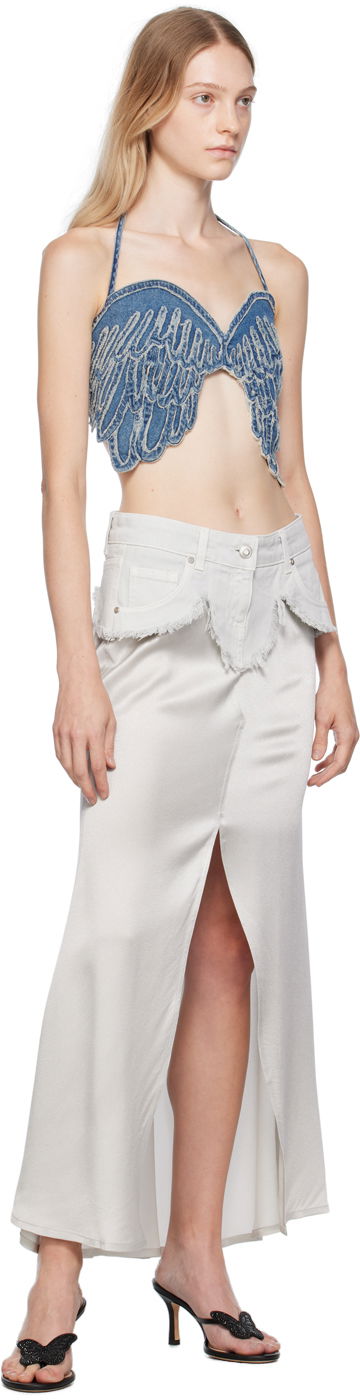 Sukňa Blumarine Blumarine Layered Denim Maxi Skirt Biela | A322G154A, 3