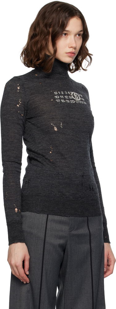 Sveter Maison Margiela MM6 Maison Margiela Distressed Wool Turtleneck Béžová | S52HA0299 M13134, 4