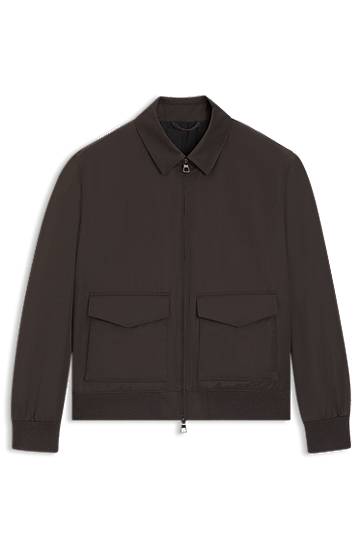 Bunda BOSS BECKHAM Water-Repellent Twill Collared Jacket Hnedá | 50557631