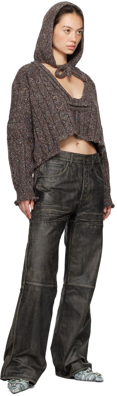 Sveter Ottolinger Ottolinger Knit Open Collar Cropped Hoodie Hnedá | 1070203521, 3